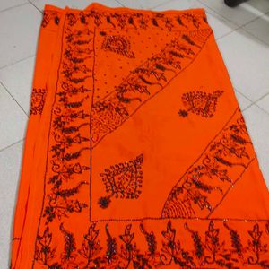 So Nice Orange Colour Chamki Saree