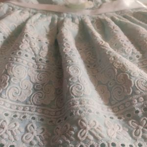 Powder Blue Embroidered Frock For Baby