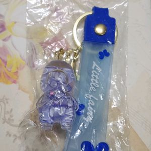 (Combo)Cute Yellow Bear, Dark Blue Rabbit Keychain