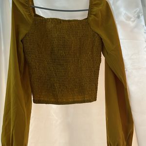 Casual Full Sleeve Solid Women Yellow Top