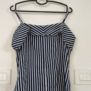 Cold Shoulder Navy Striped Top