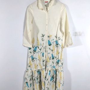 Off White Floral Print Dress (Women's)