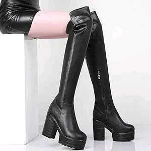 New leather boots knee length