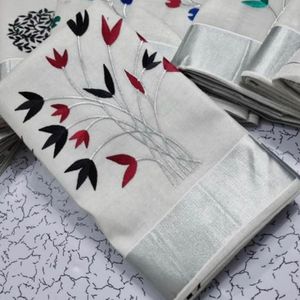 Kerala Silver Tissue Saree