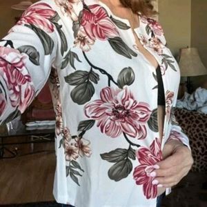 Brand New (Shein) Floral Print Open Front Jacket