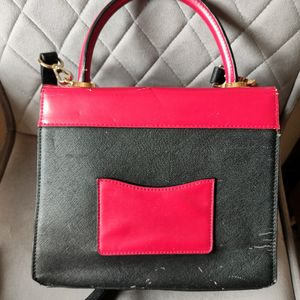 Authentic Bebe Colour-blocked Red & Black Slingbag