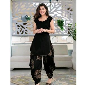 Black Kurta Patiyala Set