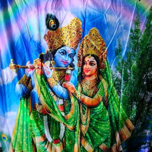 New Radhe Krishna 7 Feet Door Curtain Single