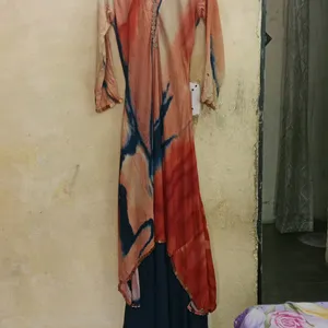 Stylish Multicolour Up & Down Gown