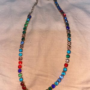 2 In 1 Multicolour American Diamond Necklace