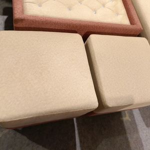 7 Seater Sofa L Shape With Centre Table Two Puffy