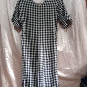 Black N White Check Dress