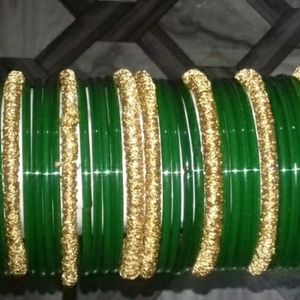 Green & Gold  bangles set ,