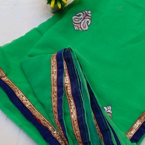 🥳Offer 🎉🔥Green Work Saree😍