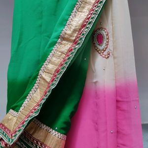 Heavy Border Beautiful Multicolour Saree