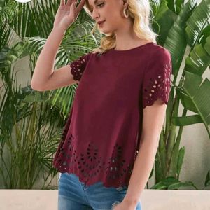 Burgundy/Wine Colour Laser Cut Top