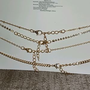 4 Set Of Necklace Rose Gold Plated