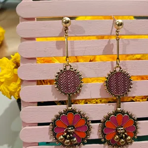 Gold Plated Dual Colored Earrings