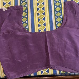 Purple Flower Work Saree With Blouse