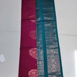 Beetroot Colour Silk Cotton Saree...