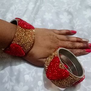 Red And Golden Colour Bangles