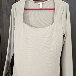 H&M Beige Square Neck Top