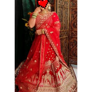 Royal Red Velvet Bridal Lehenga Set