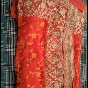 Orange Colour Saree With Blouse