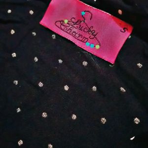 Polka Dot Black Crop Shirt For Women