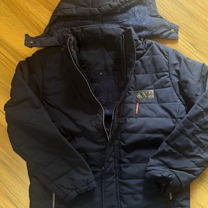 Brand new mens jacket navy blue with hoodie