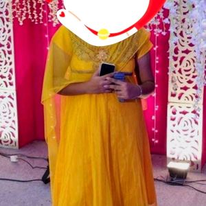 Yellowish Gold Gown With Duppata (Slightly Used)