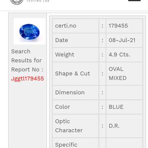 4.90 CTS. Original Blue Sapphire (Neelam/नीलम) Gem