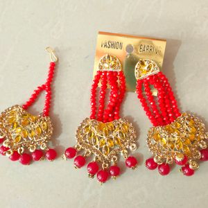 Traditional Earings With Bindi Set