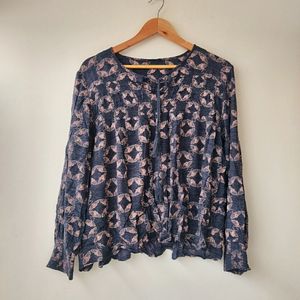 Greyish-Blue Printed A-line Top