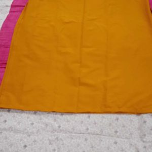 Mustard color Kurti (Size XXL), brown dupatta free