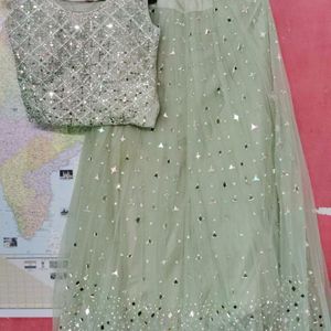 Fancy Olive 🫒 Green Lehenga Choli And Dupatta