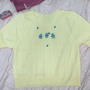 Yellow Embroidered Honey Bee Tshirt