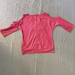 Coral Pink Top With Turning Sequences