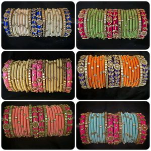 Handmade Floral Silk Thread Bangles Set