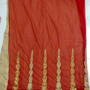 Red Net Georgette Saree With Blouse