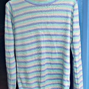 Dreamy Baby Blue Stripes Turtle Neck