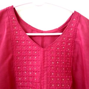 Long Hot Pink Color Kurti