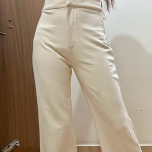 Cream Color Smooth Formal Pants