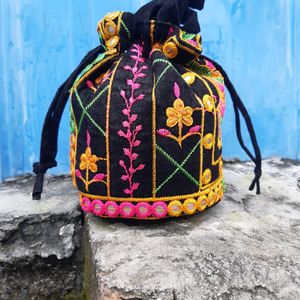 Black Valvet Potli Bag