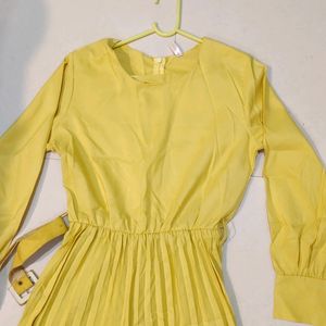 Yellow Full Length Plated Jumpsuit