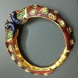 Adjustable Enamelled Peacock Bangle