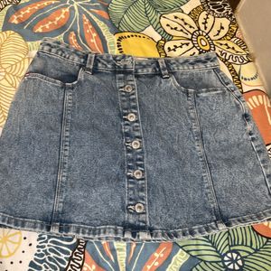 Medium Button Down Mini Denim Skirt