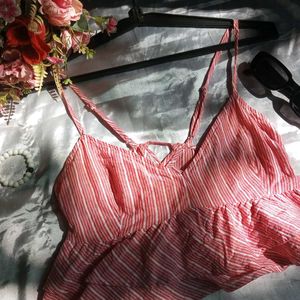 Pink Back Tie Up Crop Top