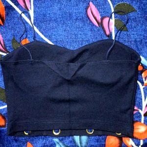 Navy Blue Padded Crop Top. Fits Small To Medium