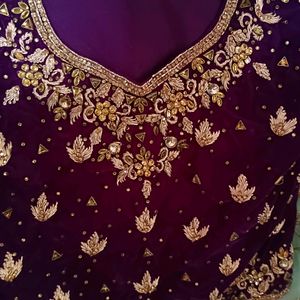 Beautiful Pastel Green Lehnga With Wine Blouse